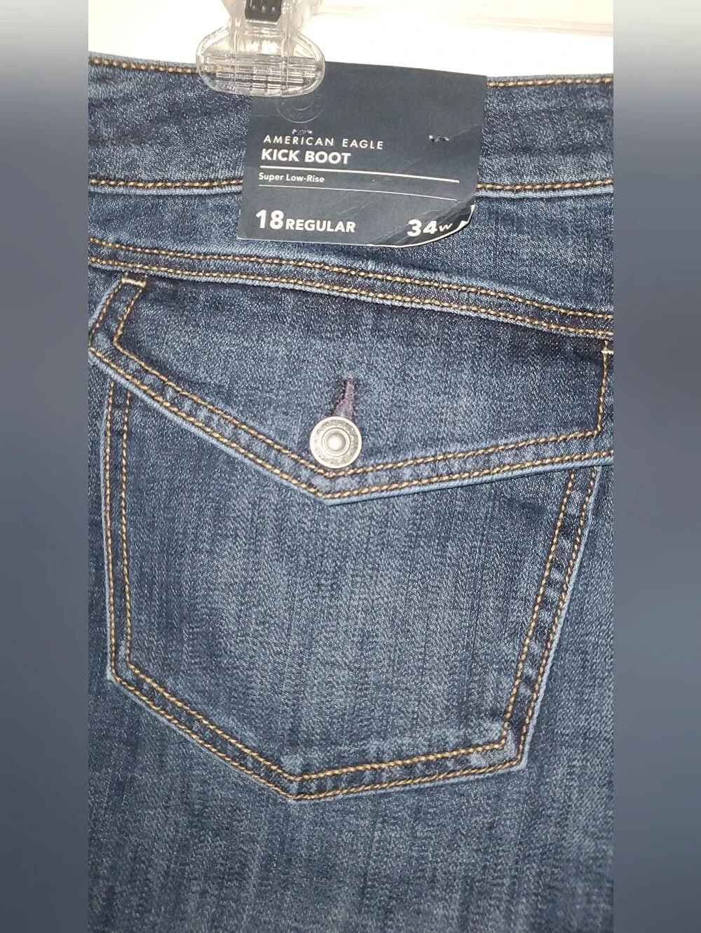 American Eagle Outfitters Dark Blue Flare Jeans - Picture 3 of 4